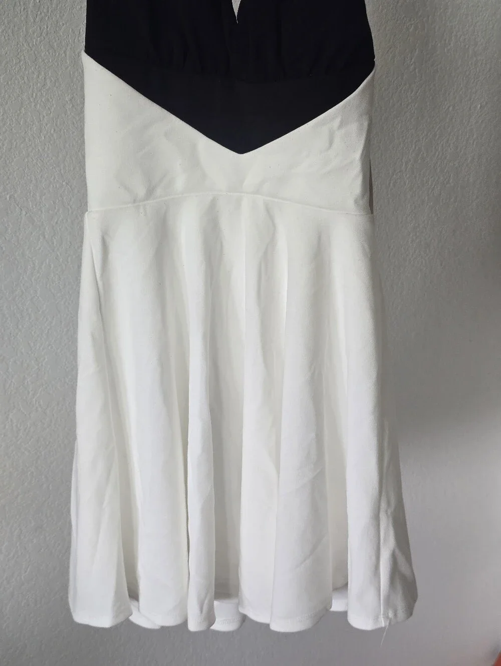 City Studio Colorblock Halter Fit & Flare Party Dress XS NWT Ivory Black Mini